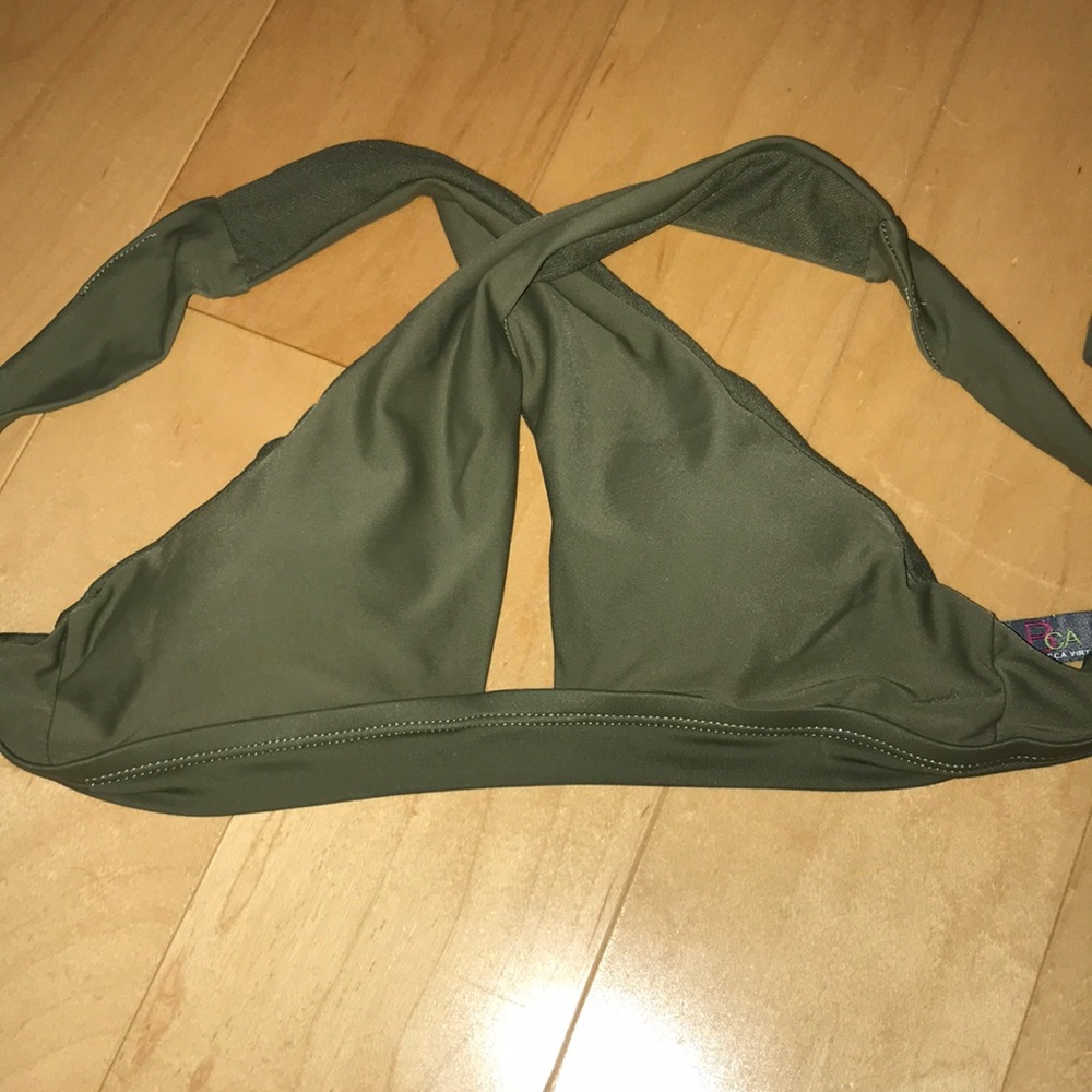 becca swim, halter top army green